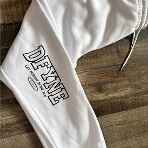 White DFYNE Logo Track Joggers - Women's Cozy Sweatpants